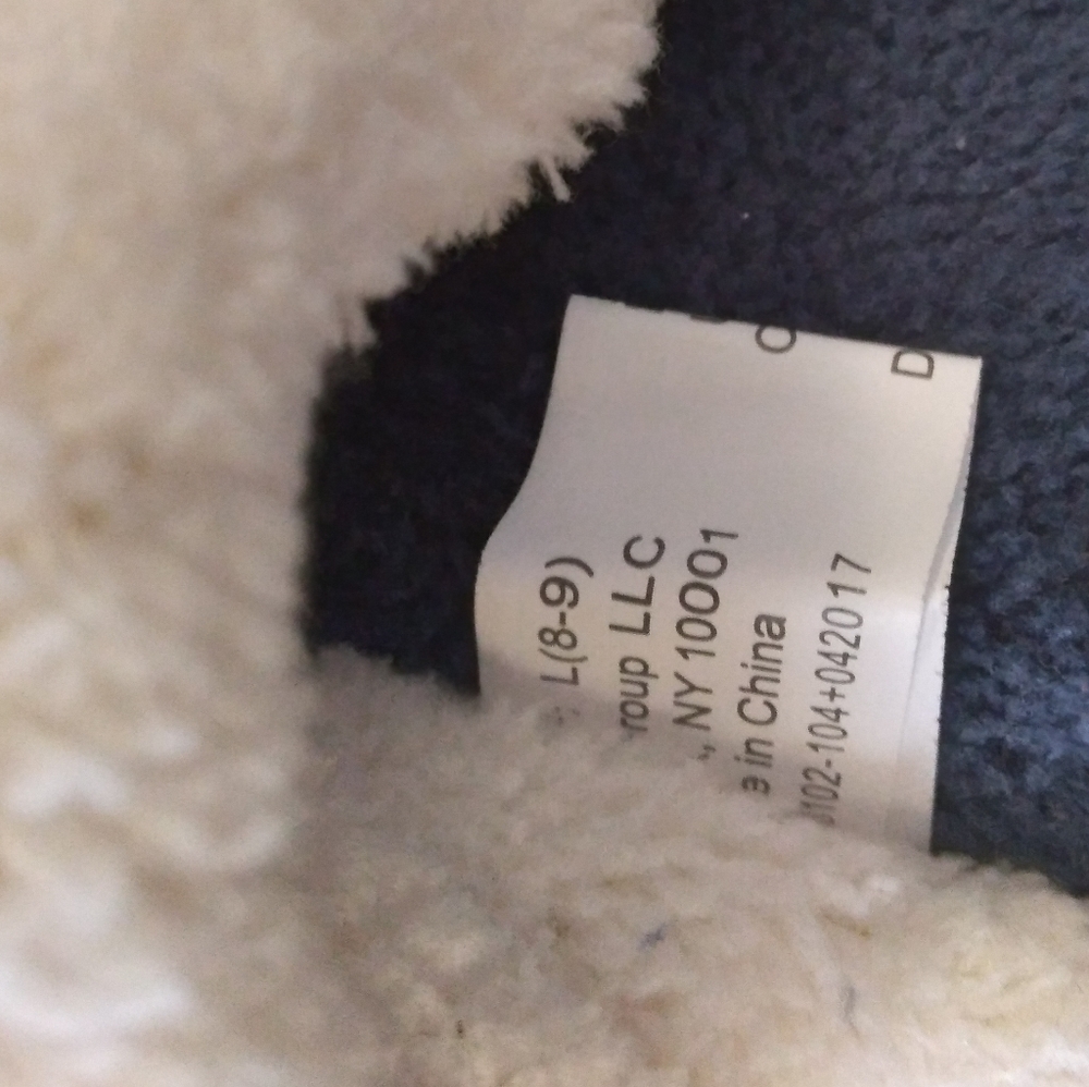 Laura Ashley Plush Dark Blue Velour Slippers Size Large 8-9. - Picture 5 of 6